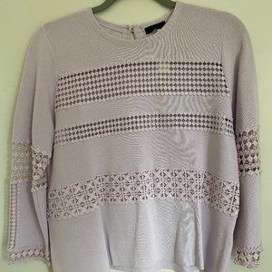 NWT JCrew Lilac Long Sleeve Eyelet Sweater Size S